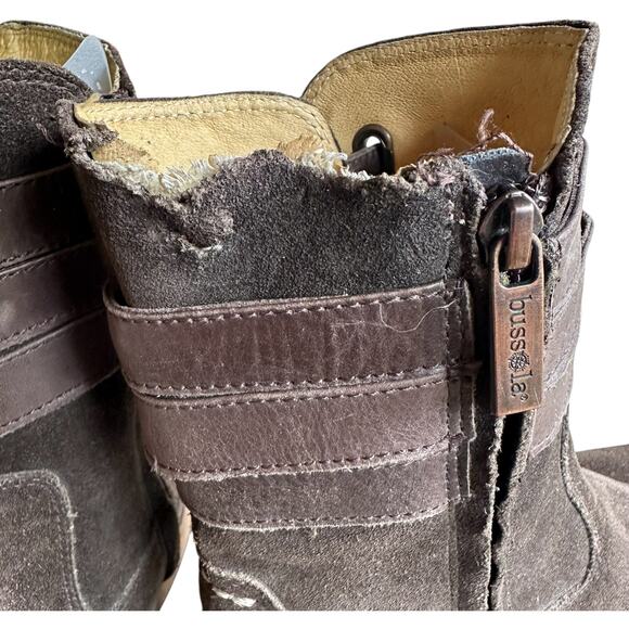 Bussola Sevilla Zip Up Suede Leather Boots SZ 38 Chocolate Distressed Boho READ - Picture 7 of 11